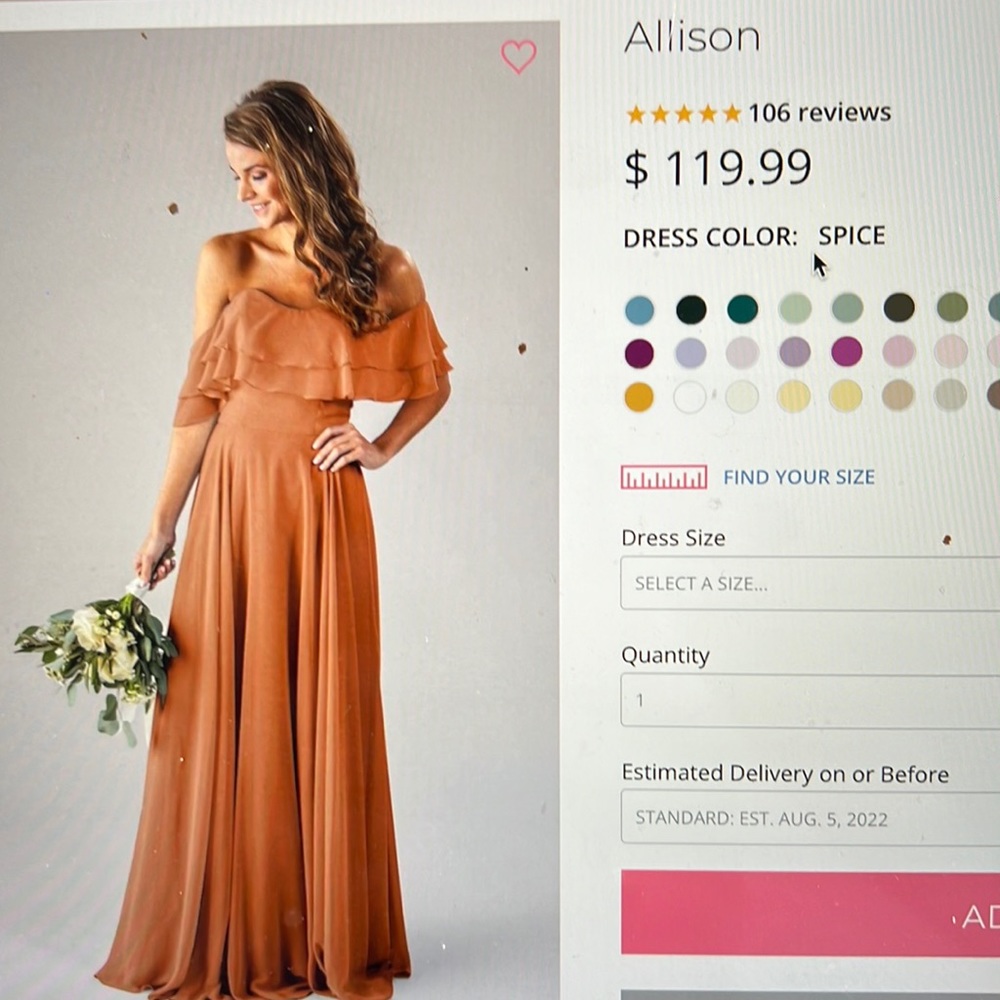 Kennedy Blue Allison bridesmaid dress in spice size 10